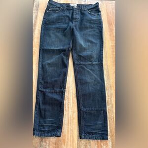 Free People Knee Patch Utility Jeans Dark Wash, Size 27  NWOT